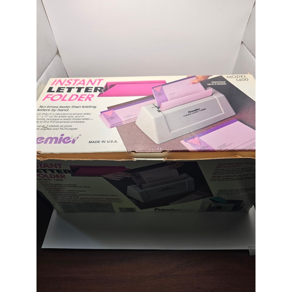 Premier Model 1400 Instant Letter Folder Martin Yale Desktop Paper Folder Gray